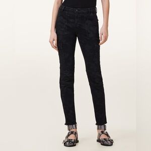 ALLSAINTS Duran Skinny Black Camo Cargo Jeans size 28 (a3